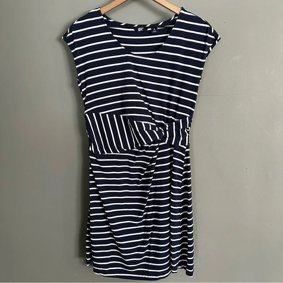 Land's End Knit Boat Dress. Black and white stripe with Faux Knot‎ Waist. Small - Picture 1 of 5
